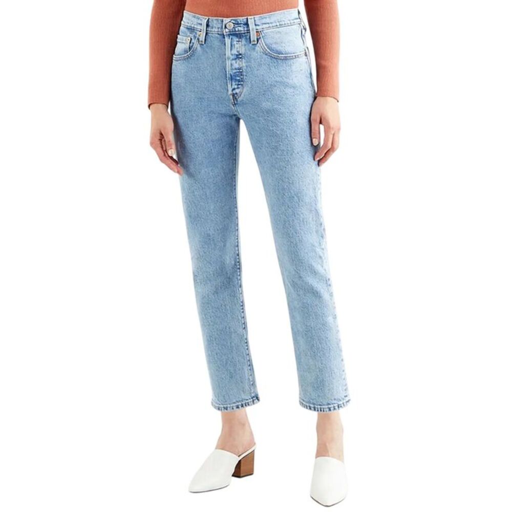 Levis Womens/Ladies 501 Straight Ankle Grazer Jeans / Light Blue